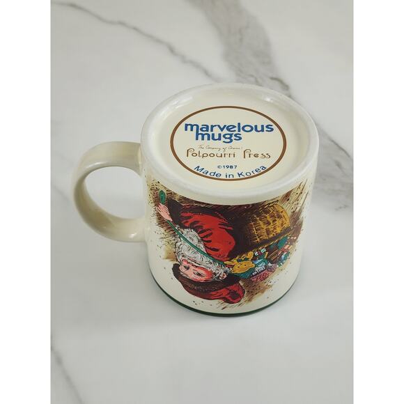 Christmas Santa Claus Coffee Mug Teacup 10oz 1987 Korea 3 1/2" Potpourri Press - Picture 11 of 16